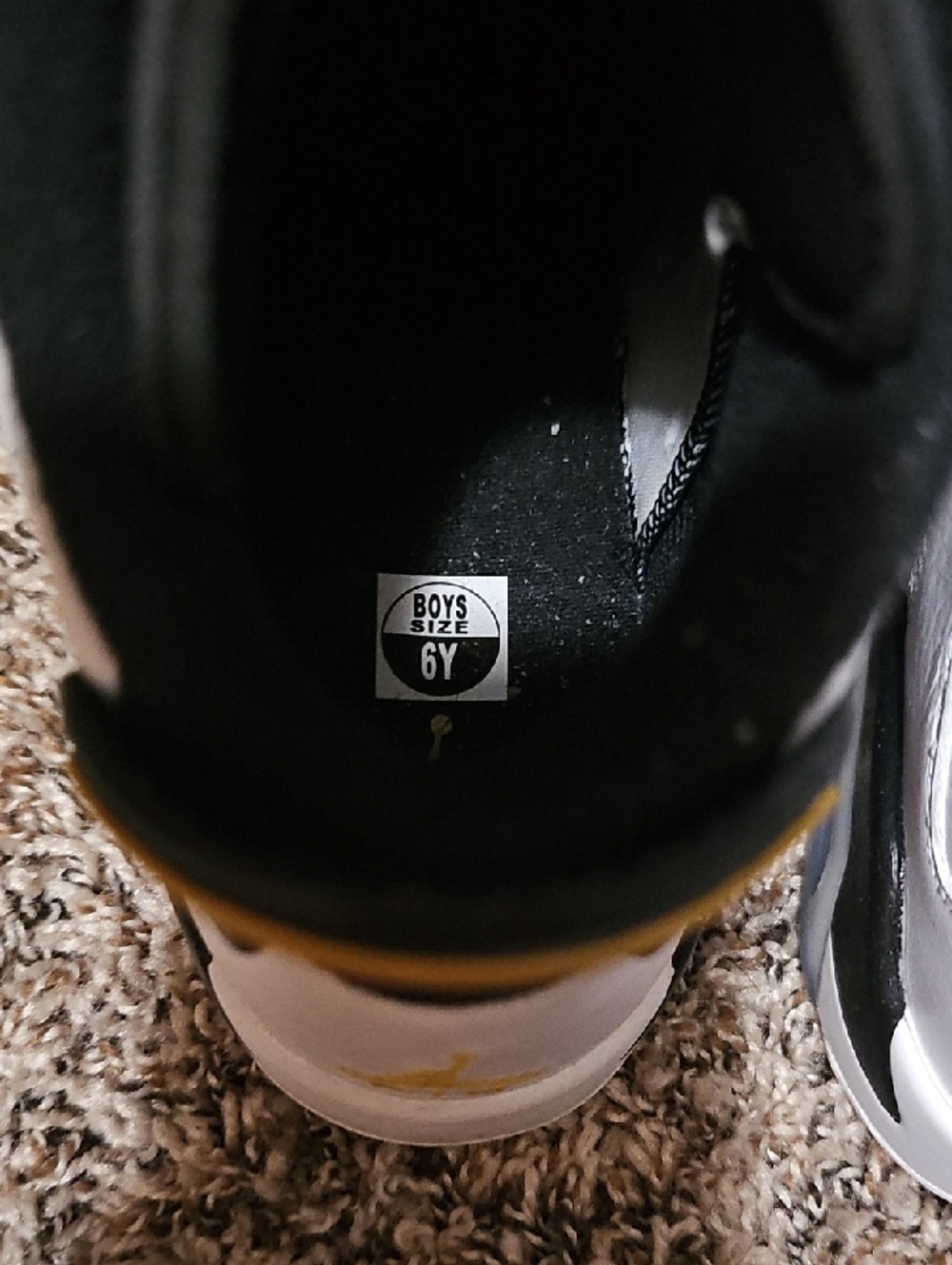 Jordan 6 Retro White, Black & Gold/Yellow High-Top Sneakers - Picture 5 of 14